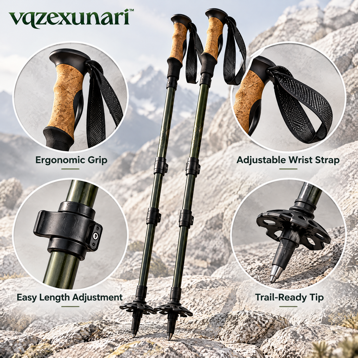 vqzexunari™ PeakStride Trekking Poles
