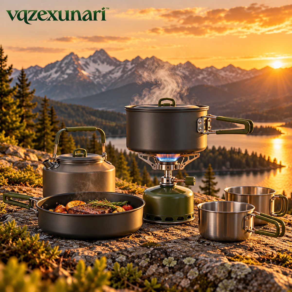vqzexunari™ TrailCook Stove & Cookware Set