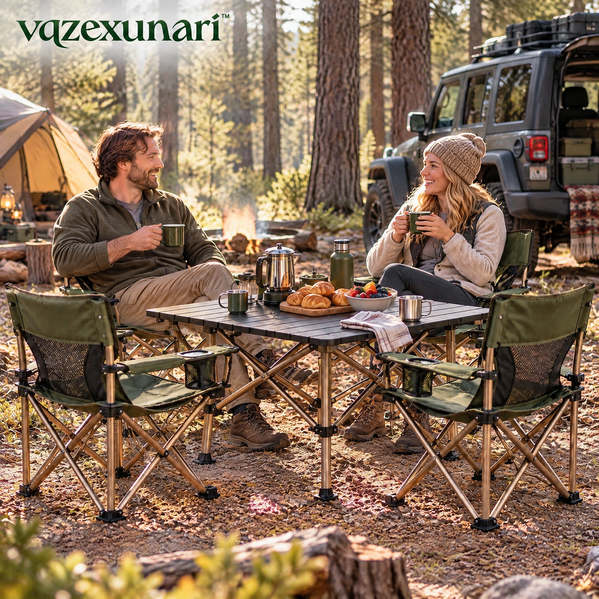 vqzexunari™ BaseCamp Folding Table & Chair Set