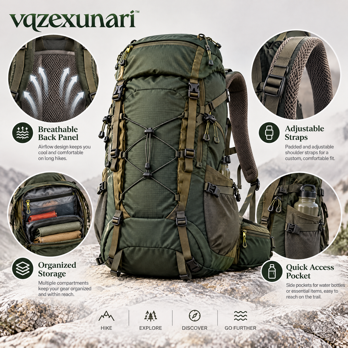 vqzexunari™ SummitCarry Hiking Backpack